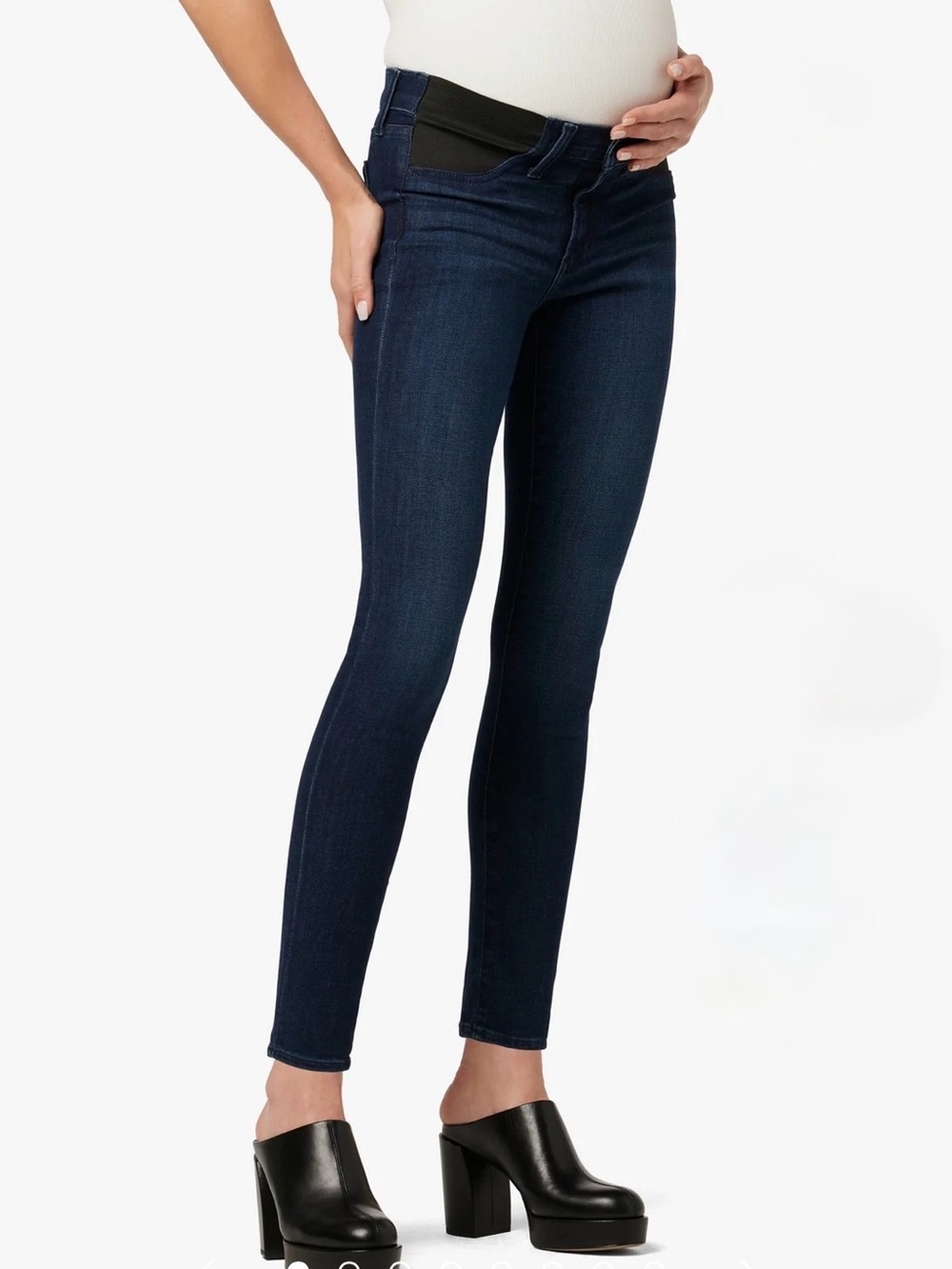 Old Navy Women’s Dark Blue Maternity Jeans with Medium Overband Waist - Petite